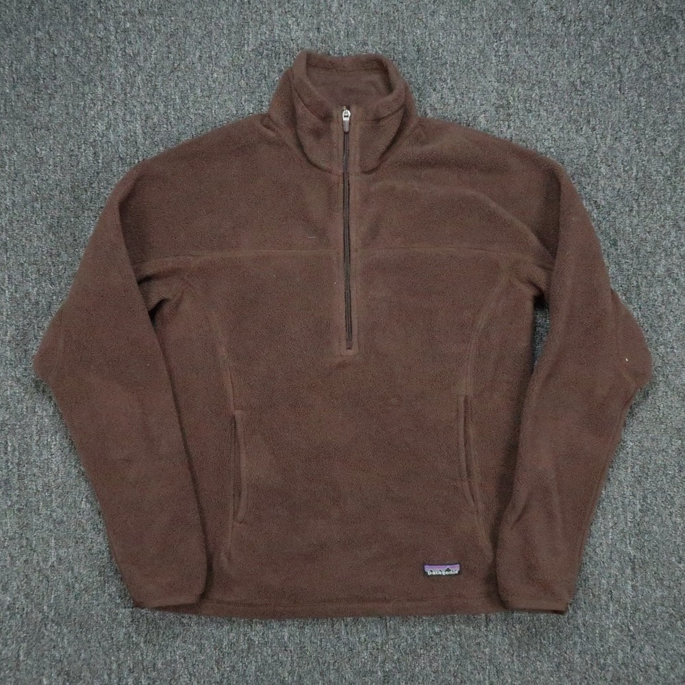 Patagonia Sweater Womens Medium Brown Synchilla Marsupial Half Zip Pullover VTG